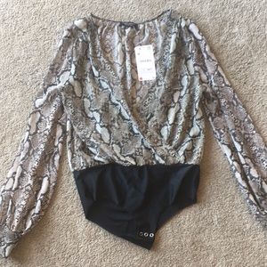 NWT SHEER PYTHON BODYSUIT BY ZARA